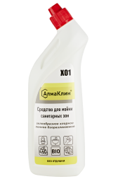 АлмаКлин X01, 0,75л.  Щелочное моющее средство для санузлов с активным хлором.